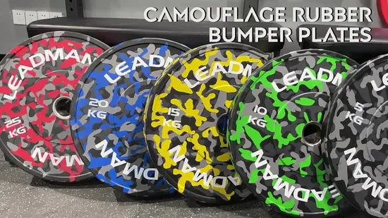 Leadman Home Gym Commercial Fitness Equipment New Arrivals Camo Weightlifting Bumper Plates 